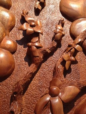 Custom Made Custom Coffee Table With Blossom Tree Scene, Hand Carved By Scott, Lazy River Studio