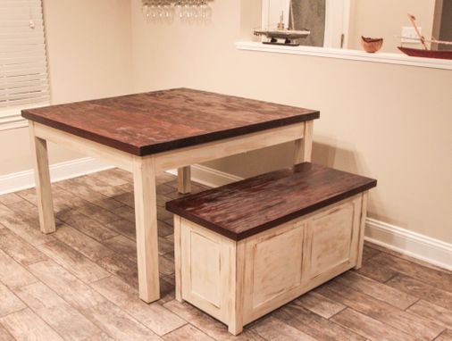 Custom Made Rustic Farmhouse Table And Storage Bench