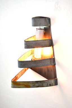 Custom Made Wine Barrel Ring Wall Sconce - Right Angle - Made From Retired Ca Wine Barrel Rings. 100% Recycled!
