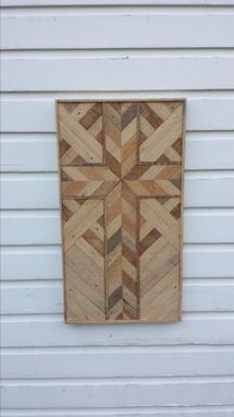 Custom Made Large Rustic Reclaimed Lath Cross Wall Hanging With Chevron Pattern