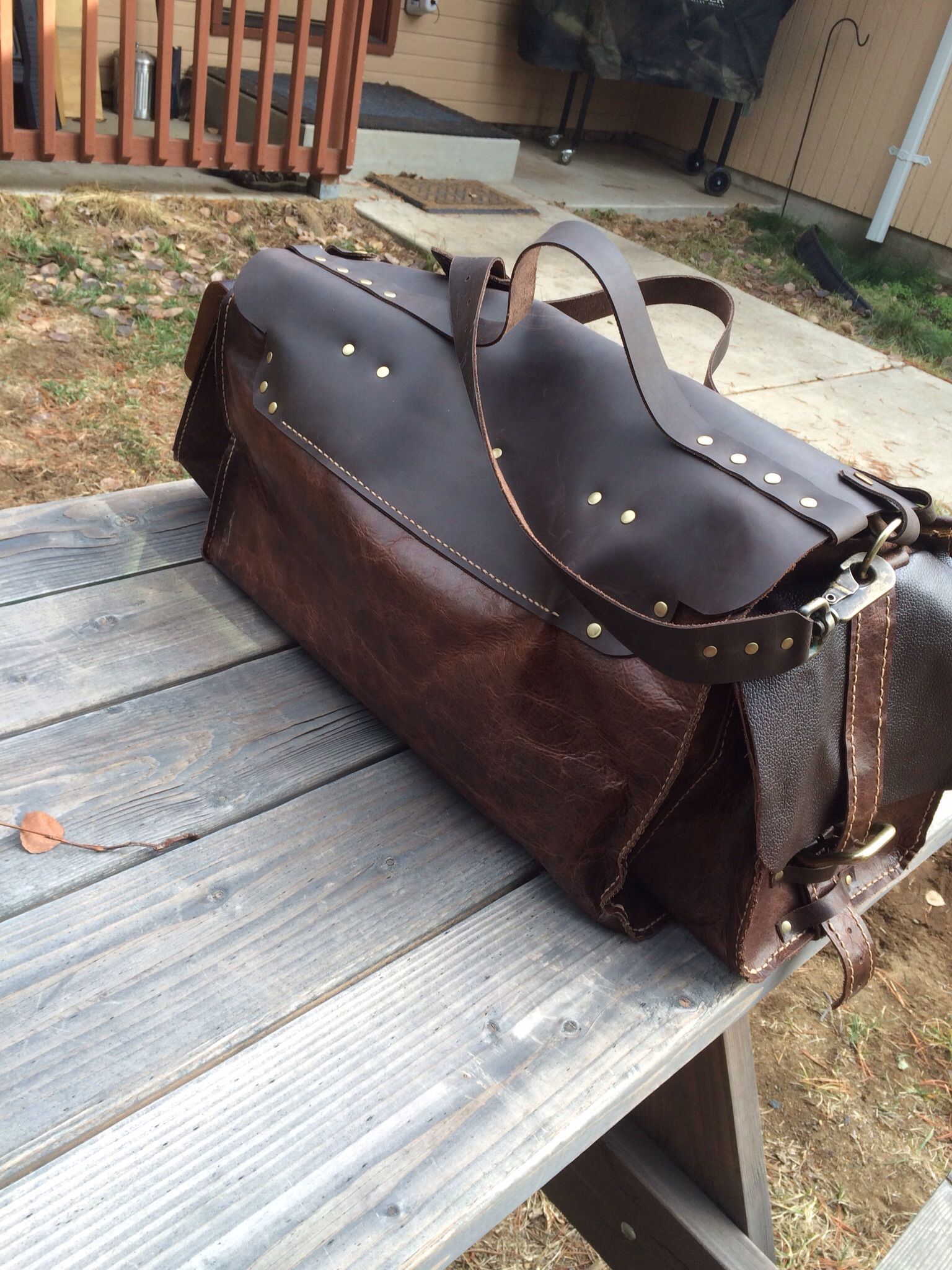 Buy Custom Hand Made Buffalo Leather Duffle Bag, made to order from