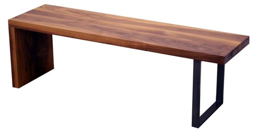 Custom Made Walnut Wood And Steel Bench