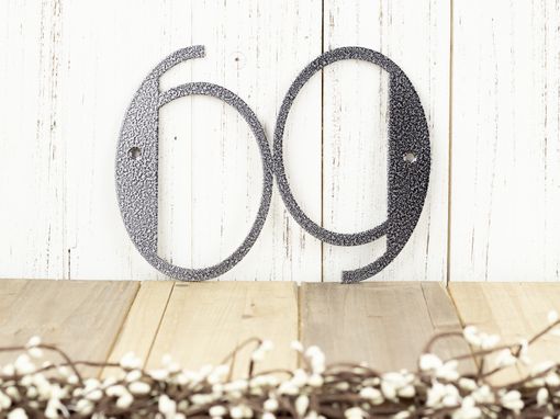 Custom Made Modern House Number Metal Sign - Silver Vein Shown