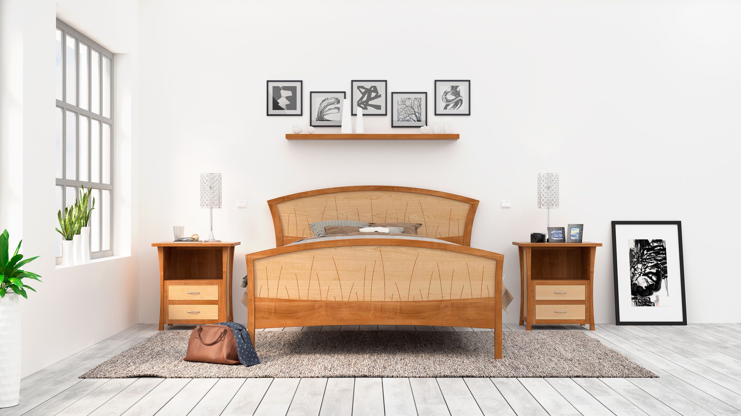 Custom Made Bed Frame Queen, Headboard, King Size Platform Bed, Wood