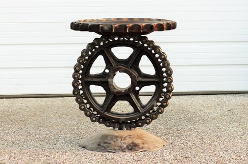 Custom Made Sculptural Metal Pedistal Industrial Steampunk Outdoor Furniture