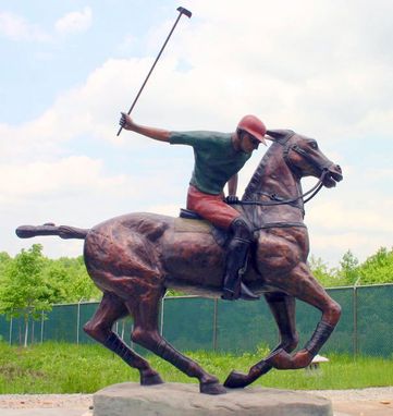 Custom Made Bronze Horse And Jockey / Bronze Polo Player | Life Size Custom Bronze Statues & Sculptures