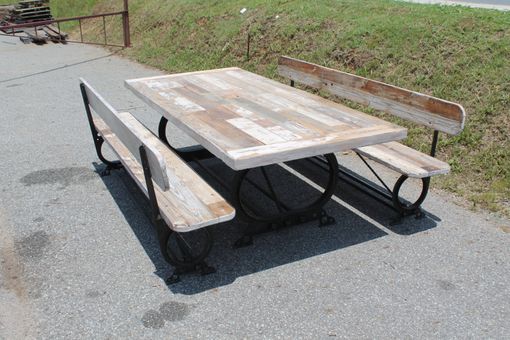 Custom Made Farm Table With 2 Benches
