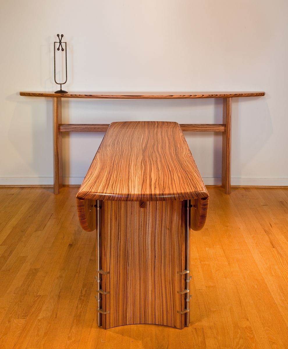Custom Zebrawood Dining Table W/ Leafs by Eidolon Designs