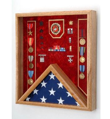 Custom Made Us Marine Corps Flag Medal Display Case