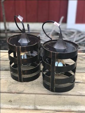 Custom Made Industrial Banded Pendant Lamp