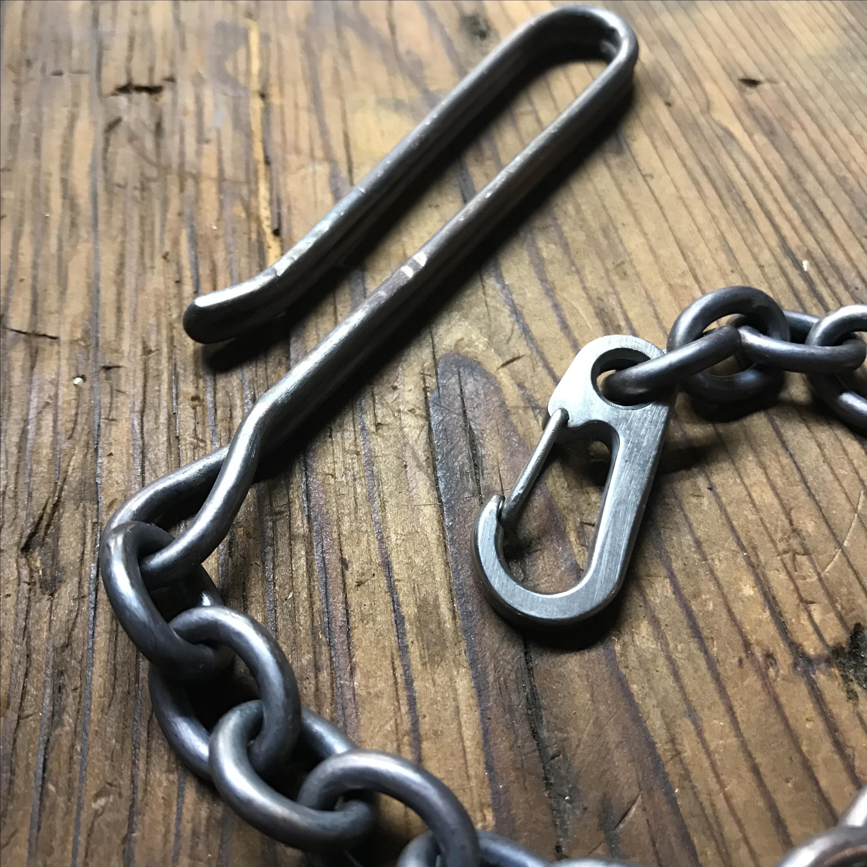 Hand Made Custom Sterling Silver Wallet Chain With Deep Belt Hook by