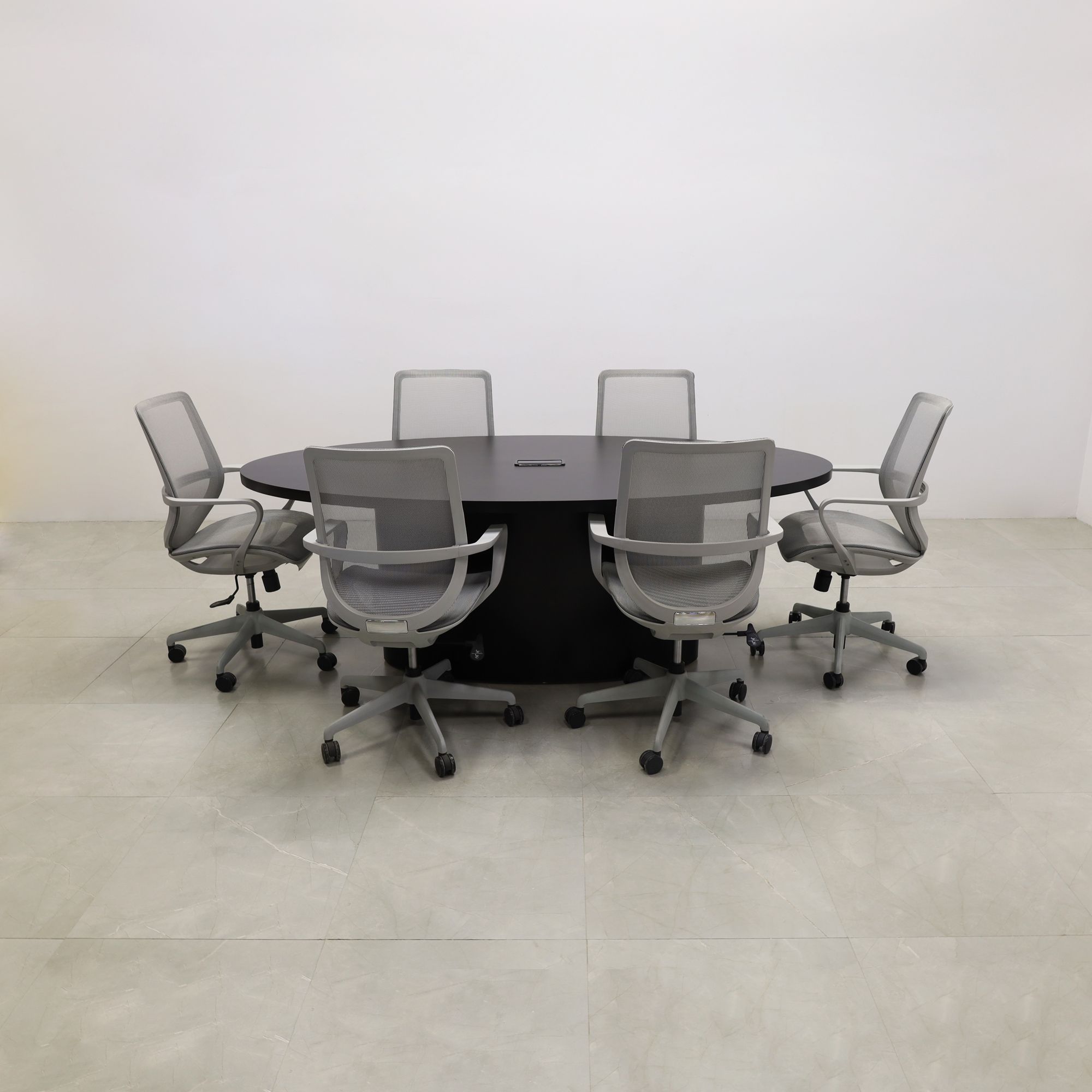 Hand Crafted Oval Shape Custom Conference Table, Laminate Top Newton