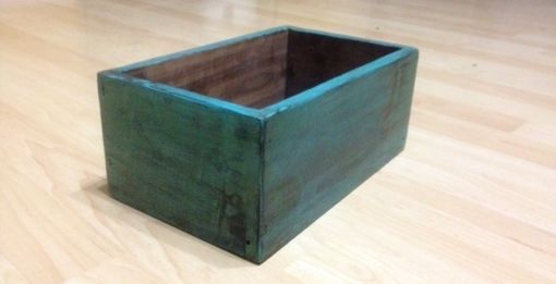 Custom Made Reclaimed Distressed Turquoise Solid Wood Succulent Box