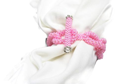 Custom Made Baby Pink Beaded Chain Link Bracelet