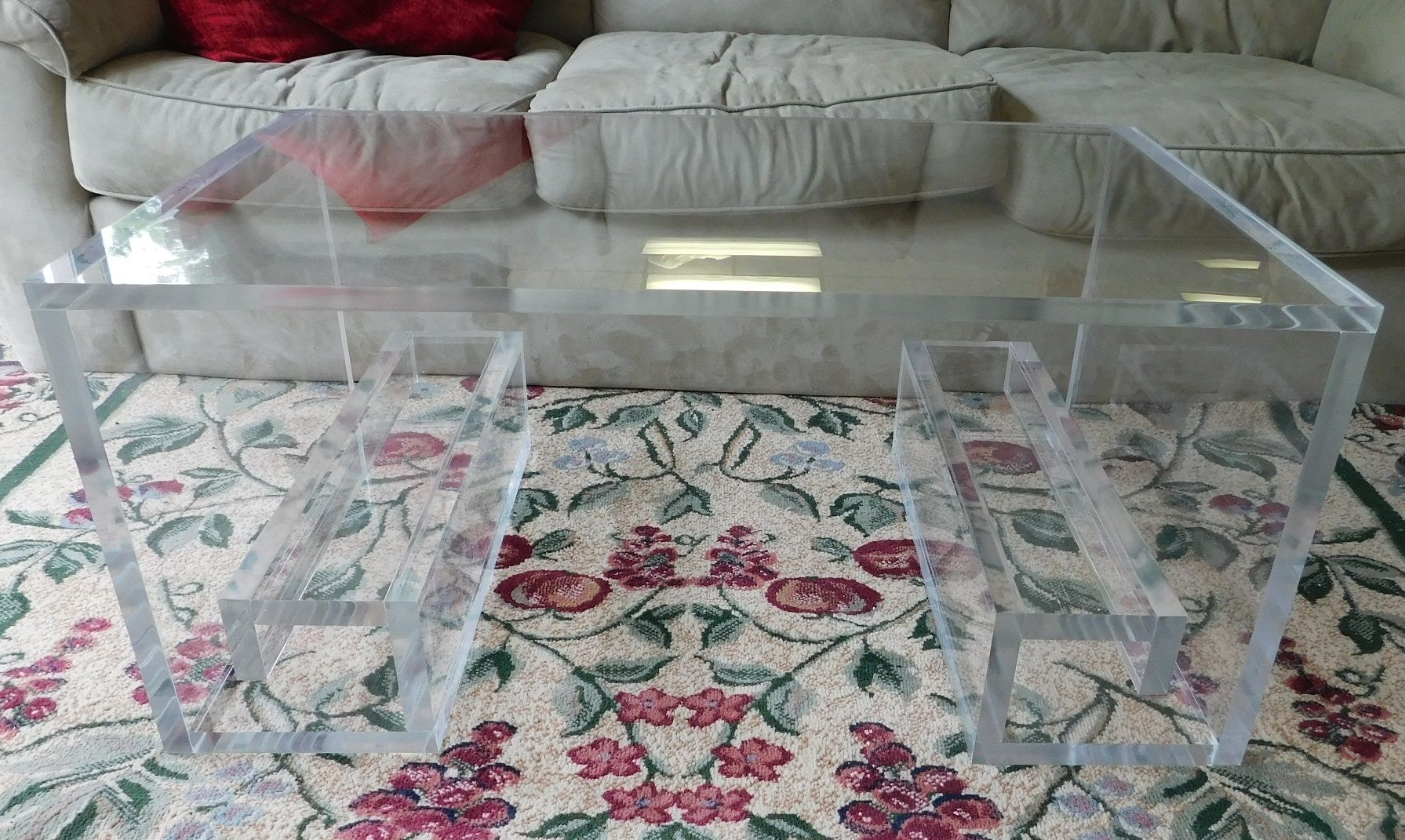 Buy Custom Acrylic Coffee Table With Greek Key Base, made to order from