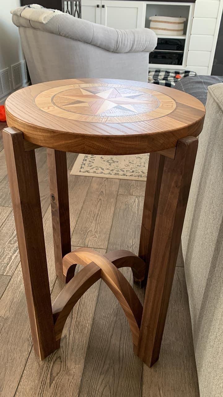 Buy Custom Nautical Inlay On Black Walnut End Table, made to order from Walnut Branch Woodworks