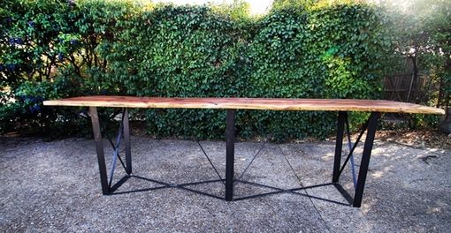 Custom Made 12-Ft Bar Table With Natural Edge Cedar And Custom Steel Base