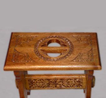 Custom Made Carved Hearth Stool