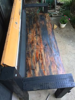 Custom Made Black And Orange Ford Tailgate Bench