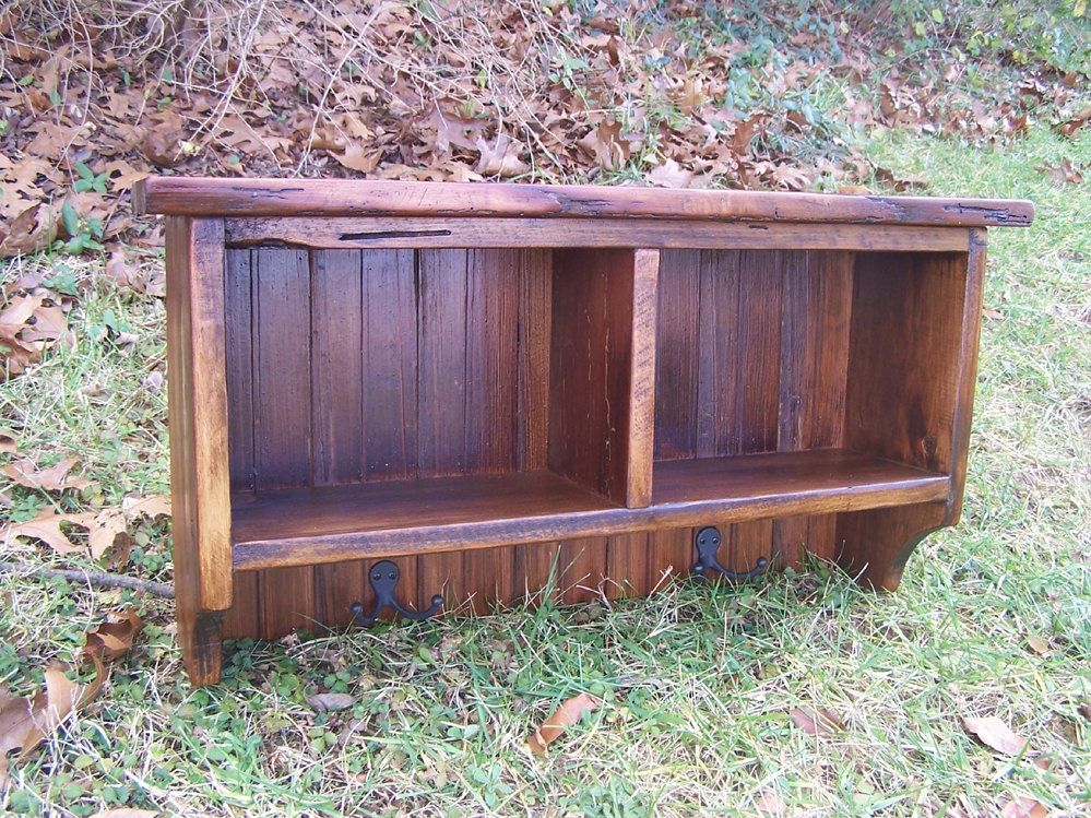 Buy Handmade Vintage Reclaimed Pine Coat Rack With Beadboard Back, 2