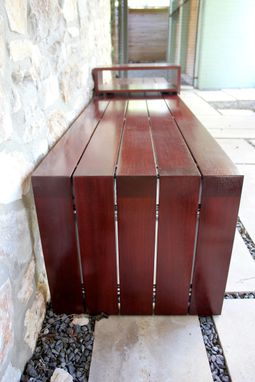 Custom Made Mahogany Outdoor Bench With Sliding Table