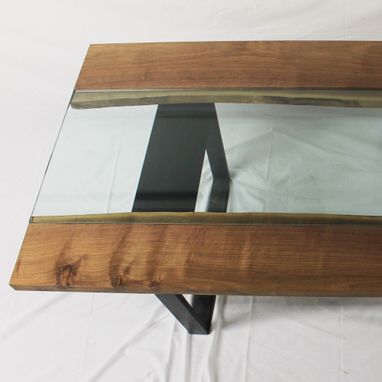 Custom Made Walnut Inverted Glass Table