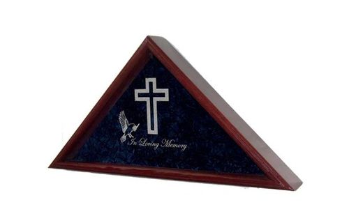 Custom Made Large Flag Display Case With Engraved Symbols Of Faith