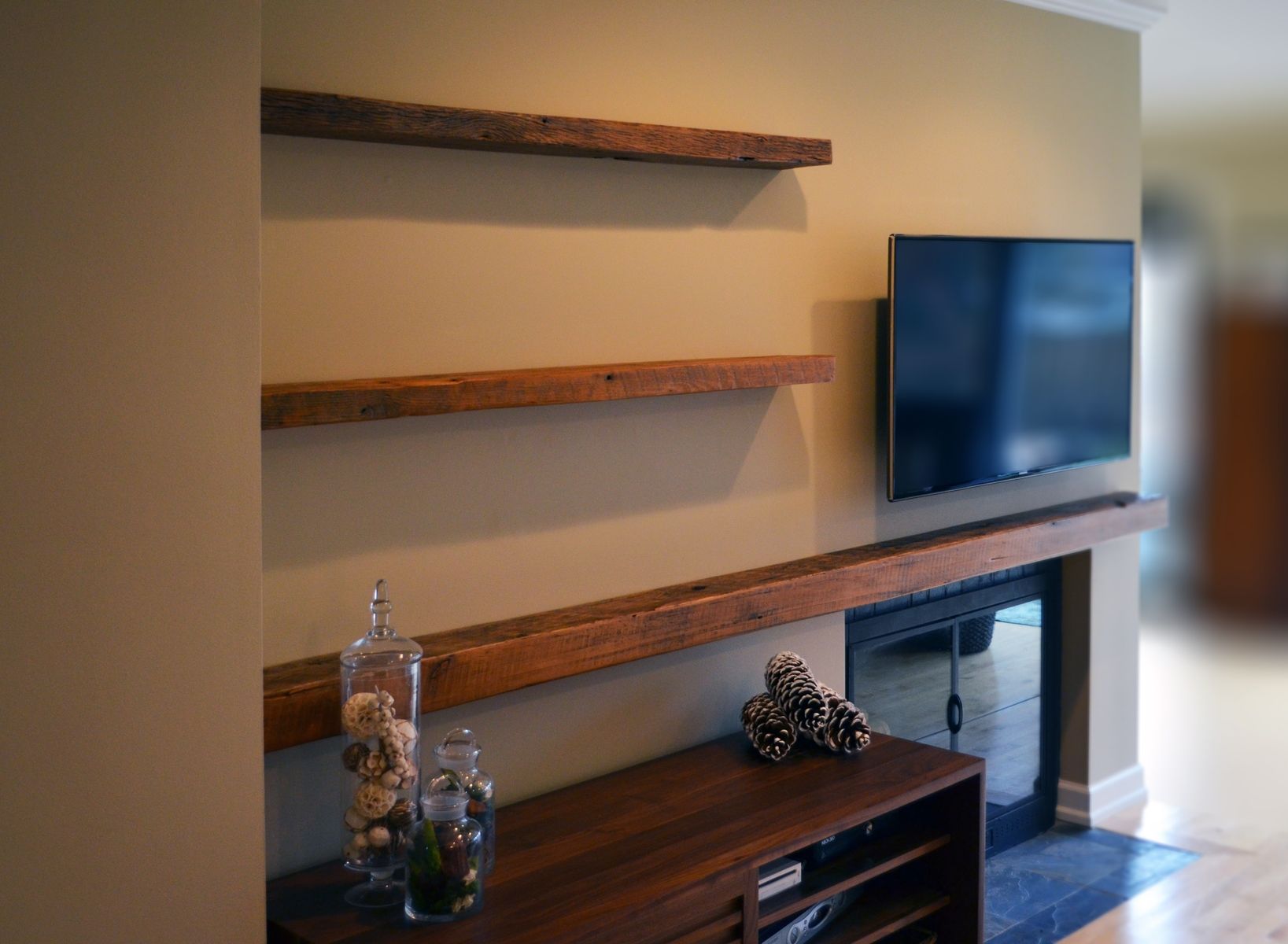 Hand Crafted Reclaimed Lumber Floating Shelves by Abodeacious