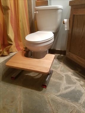 Custom Made Modern Metal And Wood Bathroom Stool