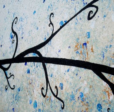 Custom Made Abstract Blue Gold Textured Tree Painting, Original Landscape Impressionist Art, Fine Art Painting