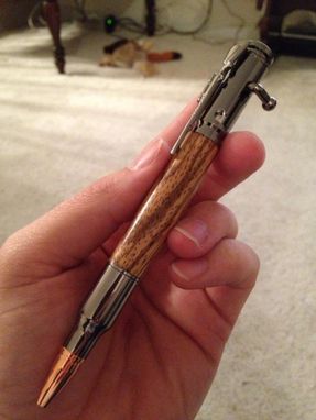 Custom Made 30 Cal Bullet Bolt Action Pen, Gun Metal Finish