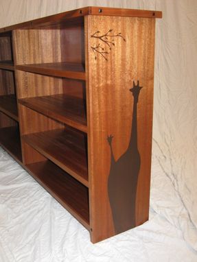 Custom Made Sapelle Bookcase With Giraffe Design.