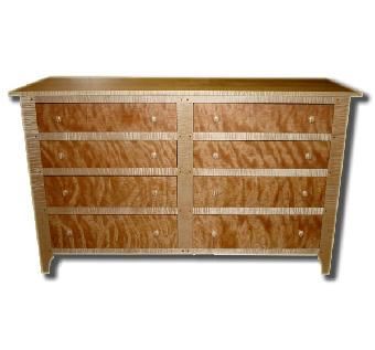 Handmade Flame Cherry And Tiger Maple Dresser By Delnero Furniture Custom Made Flame Cherry And Tiger Maple Dresser