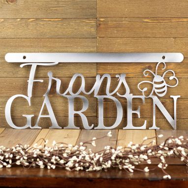 Custom Made Hanging Personalized Garden Metal Name Sign With Dragonfly