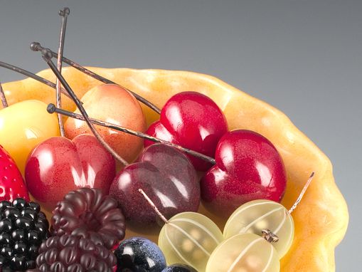 Custom Made Realistic Glass Berry Sculptures In Glass Pastry Shell
