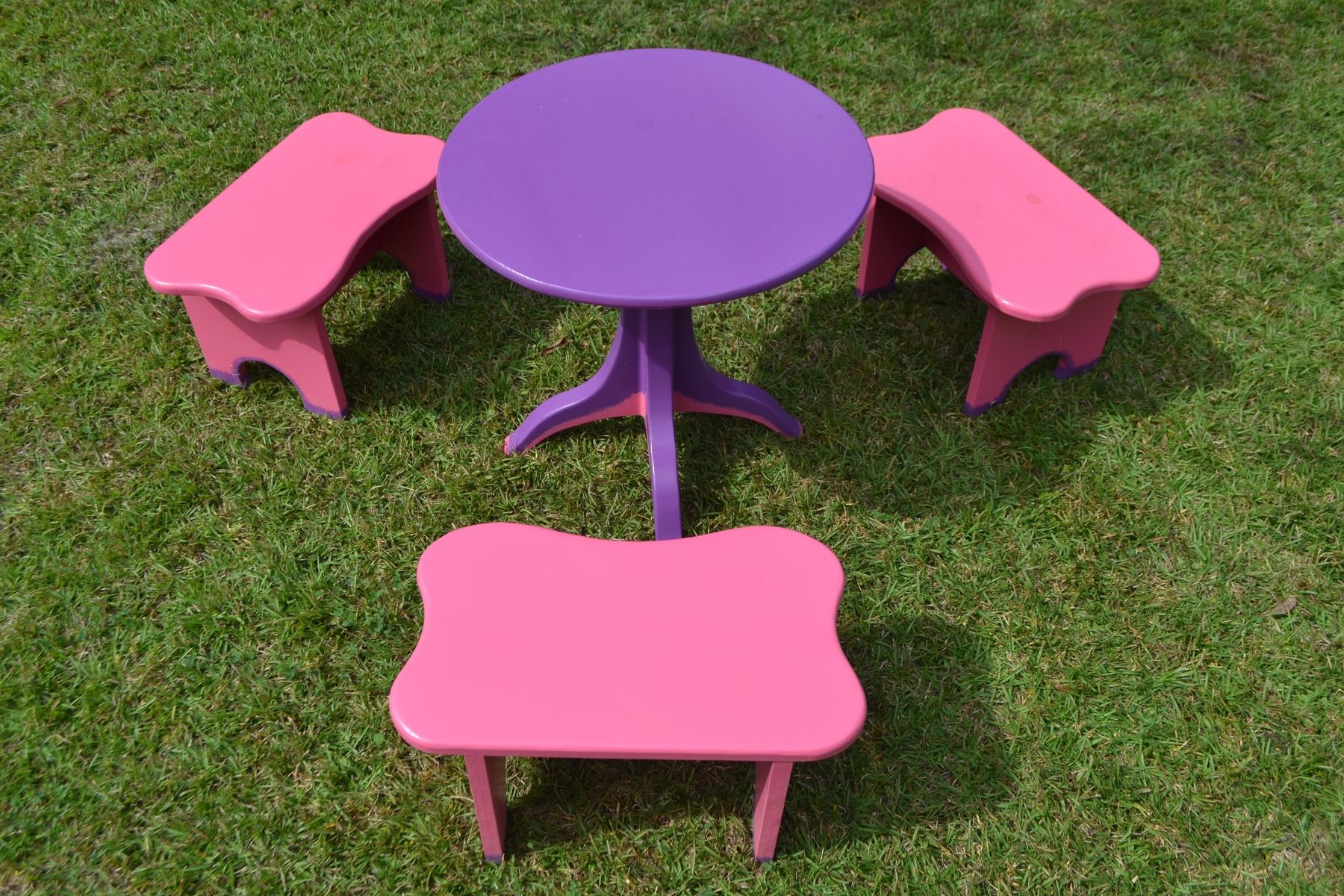 Hand Made Children's Maloof Inspired Table And Stool Set by Fine
