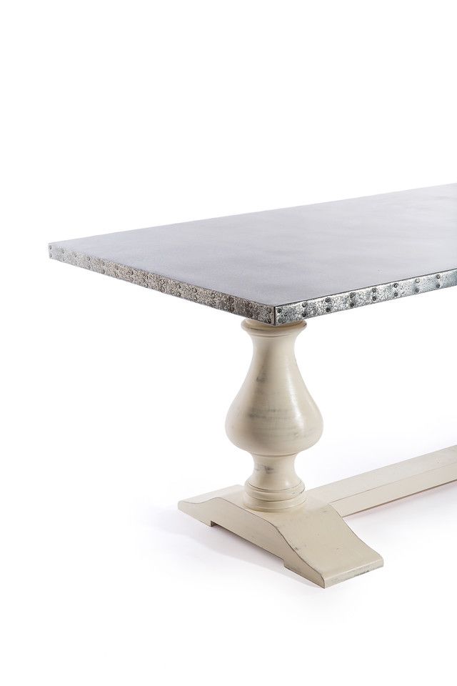 Buy Custom Zinc Table Zinc Dining Table The Lexington Trestle Zinc Top Dining Table, made to