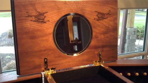 Custom Made Six Draw Jewelry Box With Plane Laser Engraved In Top
