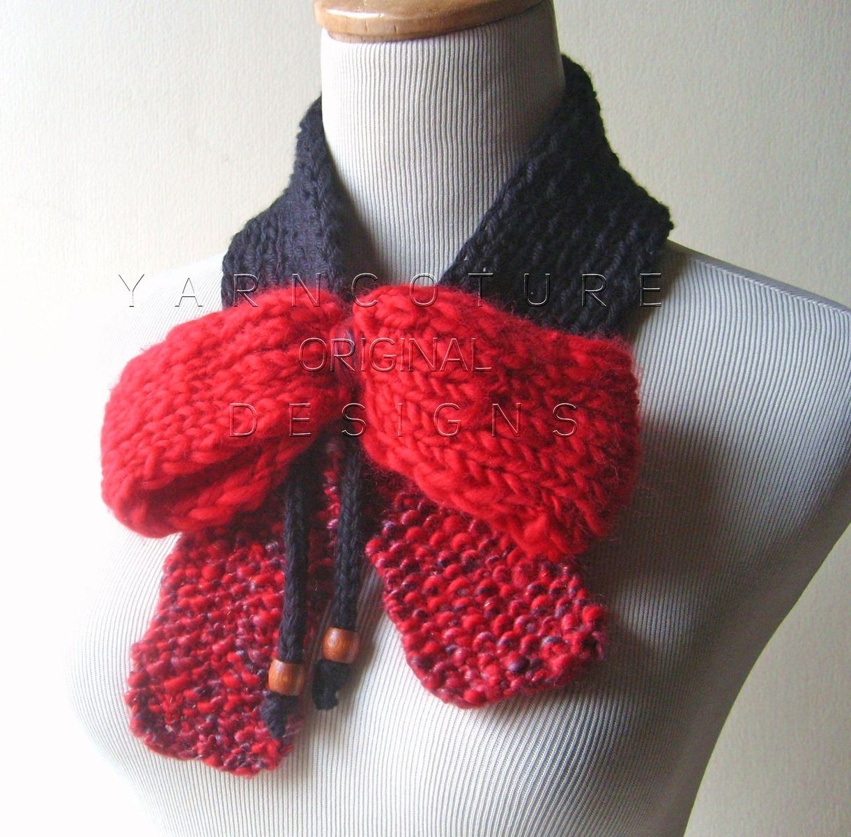 Custom Big..Red..Bow.. Fiber Art Scarf by Y A R N C O T U R E ...