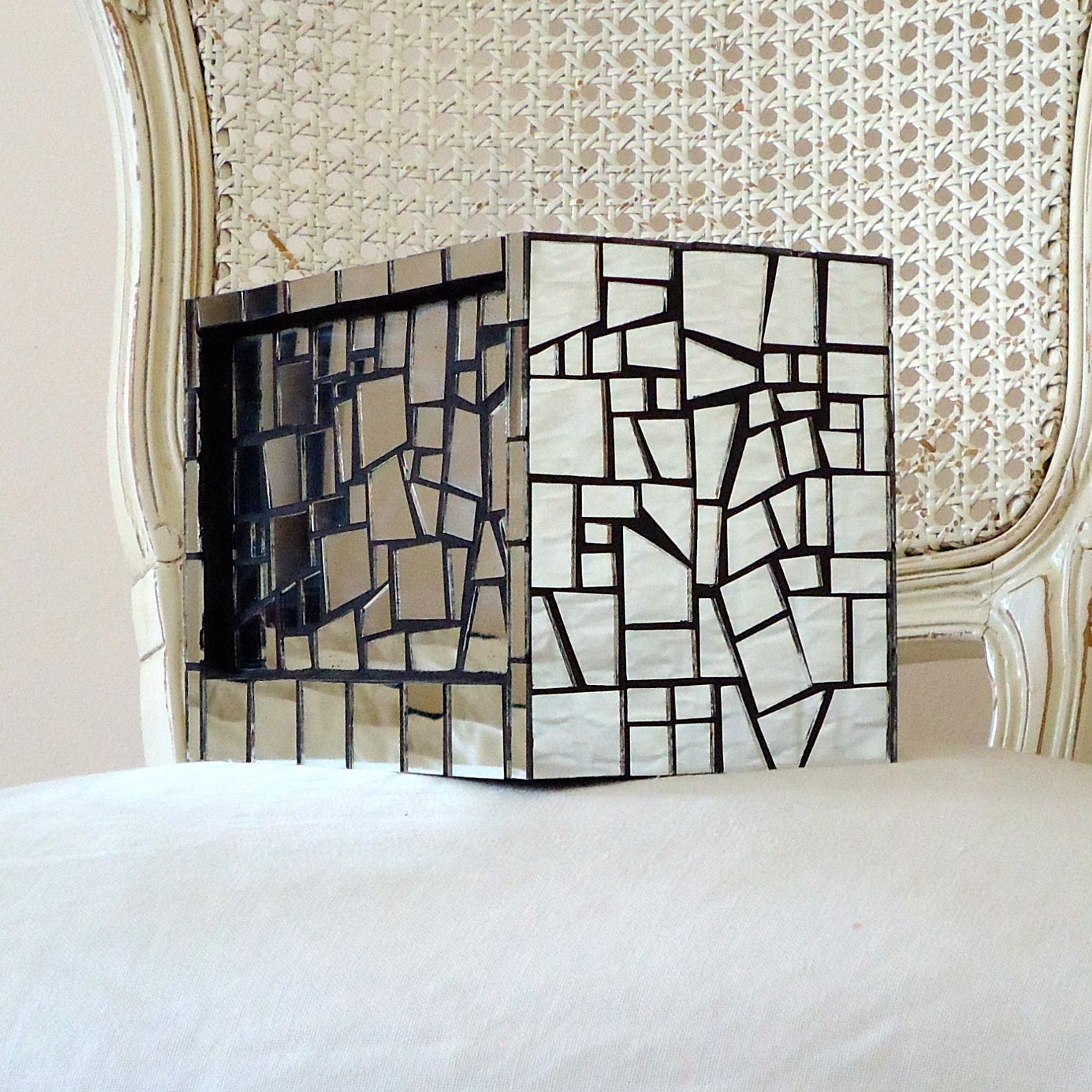 Buy Hand Made Mirror Mosaic Jewelry Box 2 Drawers, made to order from