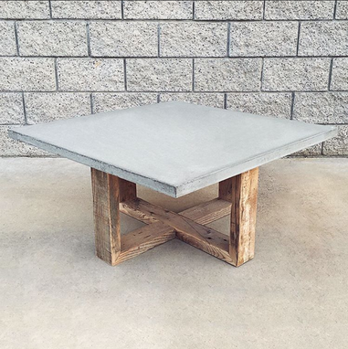 cement wood coffee reclaimed rustic modern table custommade