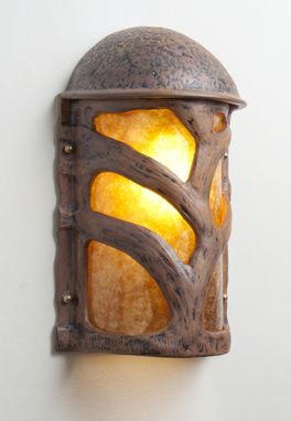 Custom Made Tree Branch Terra Cotta And Mica Wall Sconce