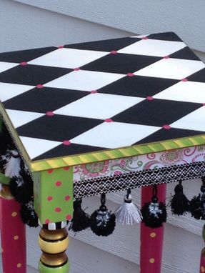 Custom Made Hand Painted Accent Table - Harlequin