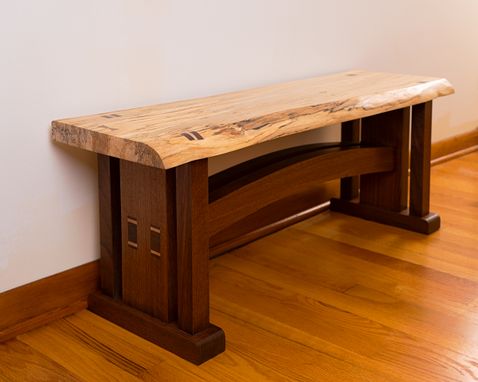 Custom Made Live Edge Craftsman Style Wood Bench