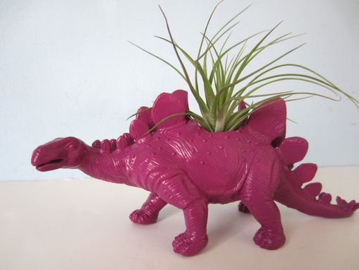Custom Made Upcycled Dinosaur Planter - Extra Large Purple Stegosaurus With Air Plant