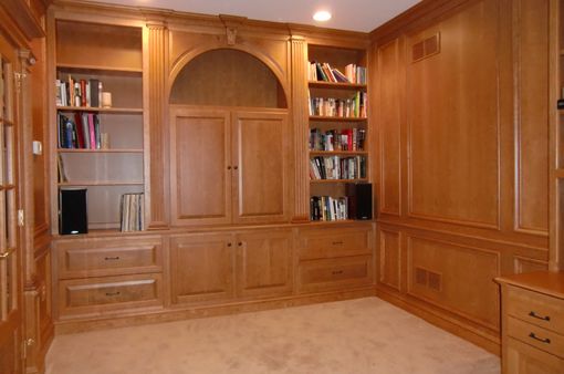Custom Made Paneled Cherry Home Office With French Doors
