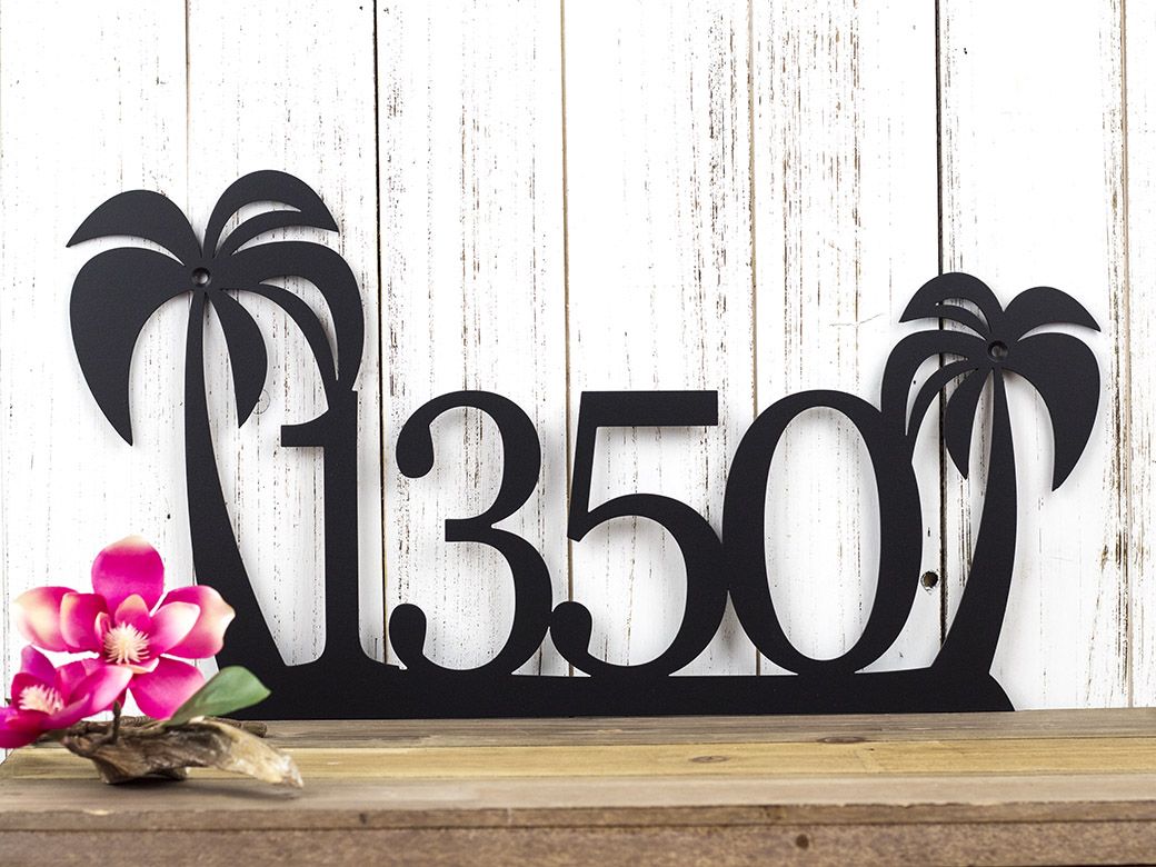 Buy a Hand Crafted Palm Tree House Number Metal Sign Address Sign