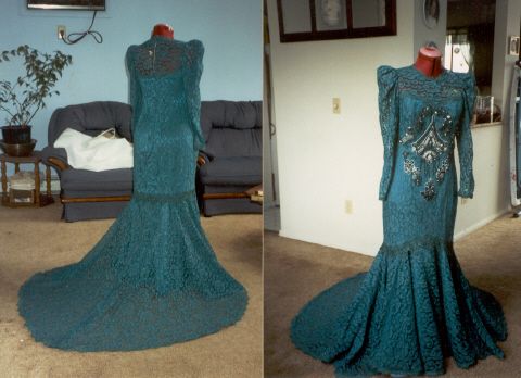 Custom Made Teal Wedding Gown