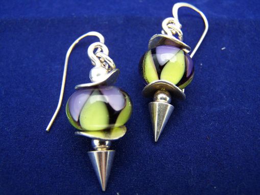 Custom Made Violet Aura Lampwork Glass Earrings
