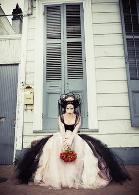 Custom Made Pink And Black Alternative Corset Wedding Gown